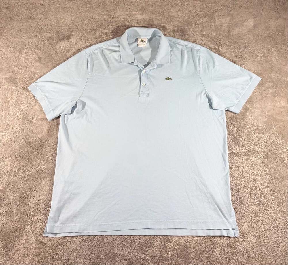 Lacoste Classic Fit Polo Size FR 7 Light Blue Cotton Pique Short Sleeve, 2XL